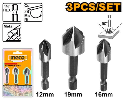 Ingco 3 Pcs Countersink Set