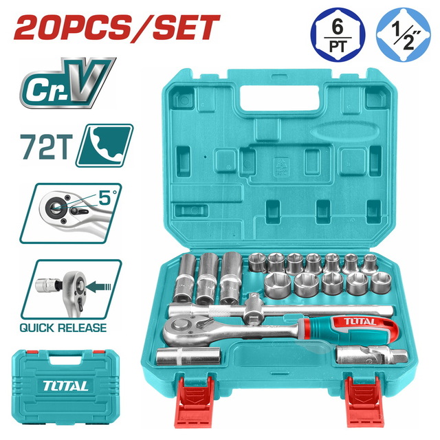 Total 20 Pcs Half Inch Socket Set