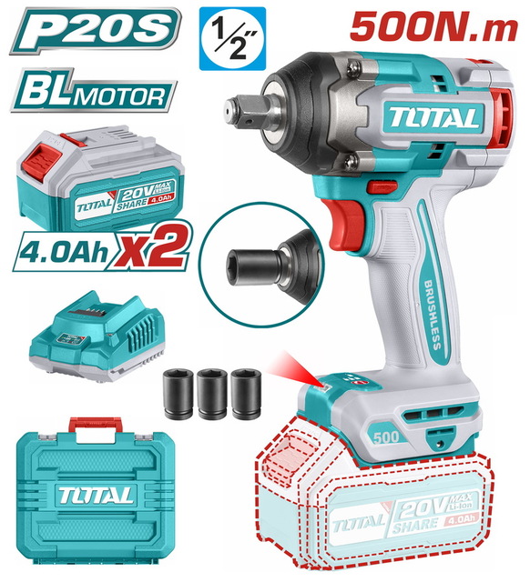 Total 500nm Cordless Impact Wrench