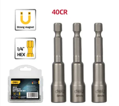 Deli Magnetic Nut Driver Set (3 Pcs) – Ref: edl4808t---deli-magnetic-nut-driver-set-3-pcs