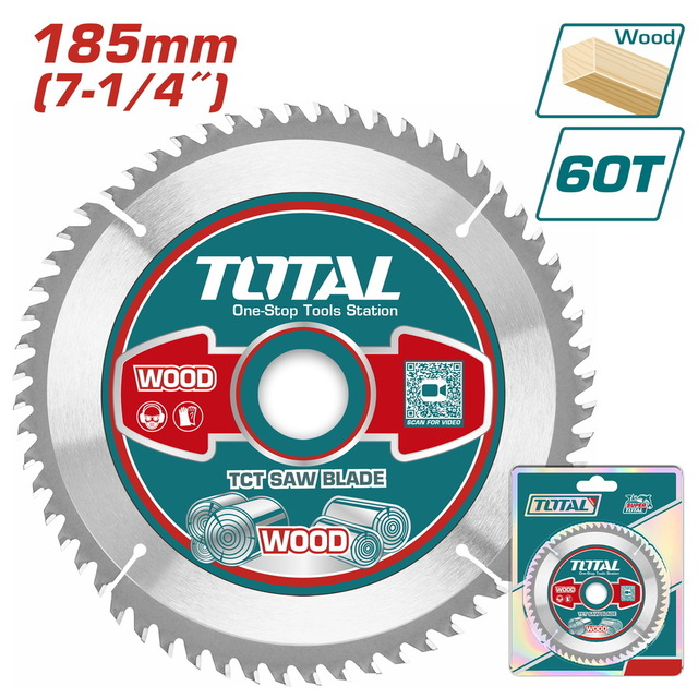 Total 185mm (7 Inch) TCT Saw Blade (60T) – Ref: tac231413---total-185mm-7-inch-tct-saw-blade-60t