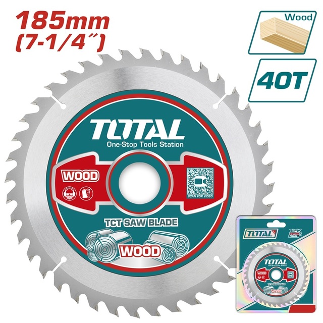Total 185mm (7 Inch) TCT Saw Blade (40T) – Ref: tac231415---total-185mm-7-inch-tct-saw-blade-40t