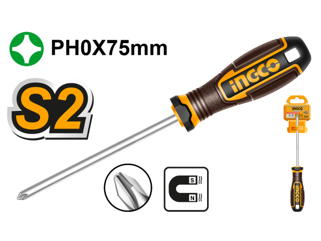 Ingco Phillips Screwdriver (PH0) – Ref: hsdph0075---ingco-phillips-screwdriver-ph0