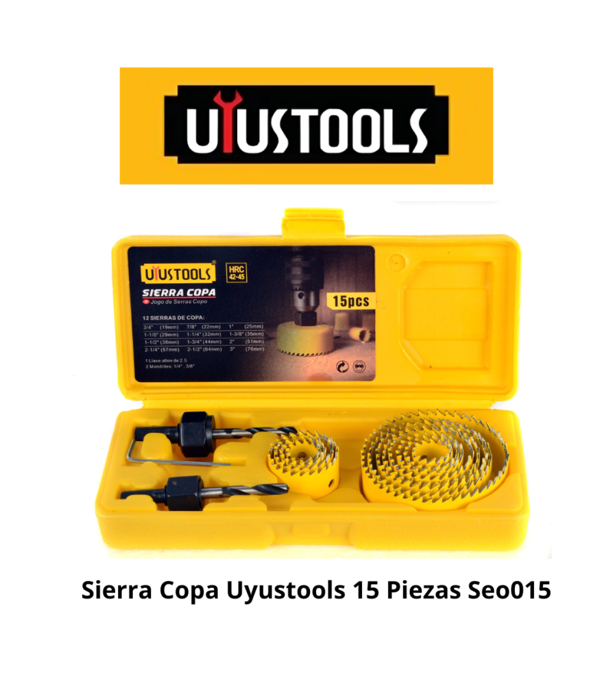 Uyus Hole Saw Set (15 Pcs) – Ref: seo015---uyus-hole-saw-set-15-pcs