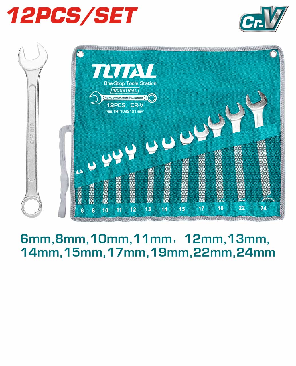 THT1022121- Total Combination Spanner Set (12 Pcs) – Ref: tht1022121--total-combination-spanner-set-12-pcs