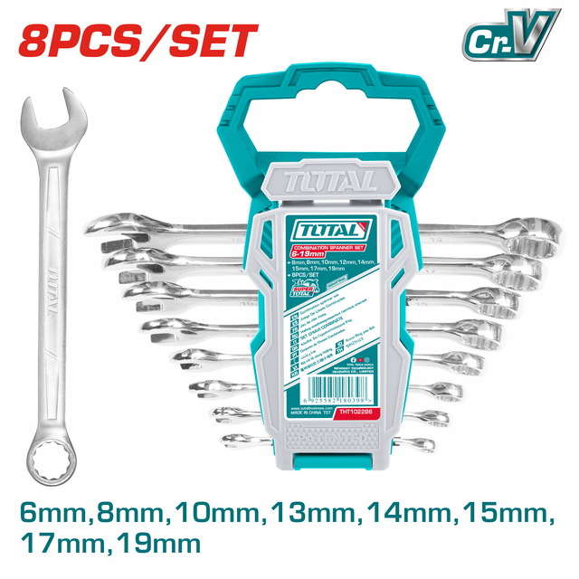 Total 8 pcs Combination spanner set – Ref: tht102286---total-8-pcs-combination-spanner-set