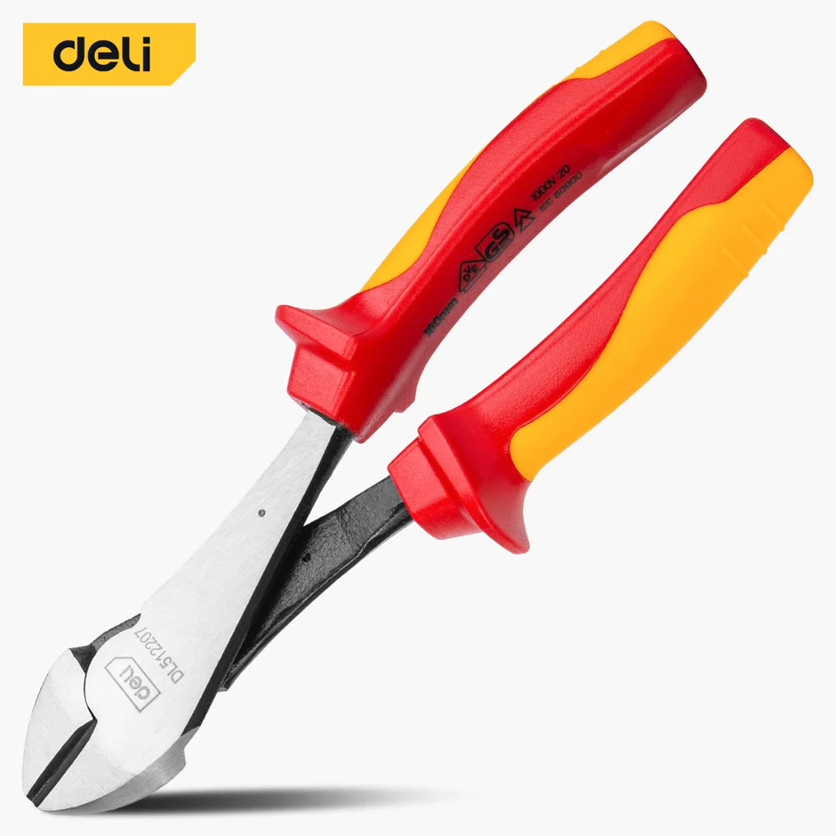 Deli Insulated Labour Saving Heavy Duty Cutting Pliers – Ref: edl512207---deli-insulated-labour-saving-heavy-duty-cutting-pliers