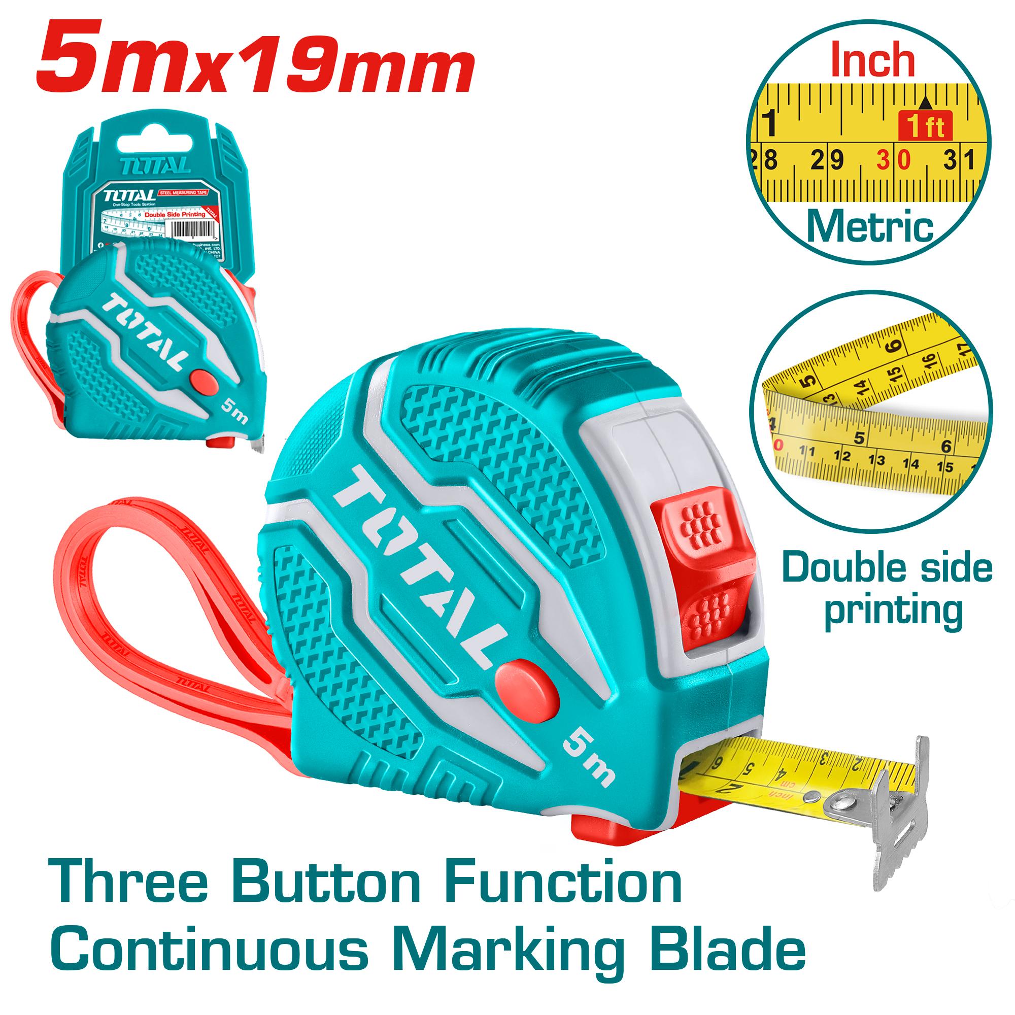 Total 5m x 19mm Steel Measuring Tape – Ref: tmt126051---total-5m-x-19mm-steel-measuring-tape