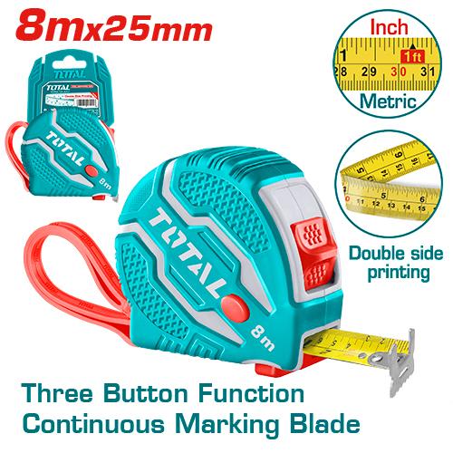 Total 8m x 25mm Steel Measuring Tape – Ref: tmt126081---total-8m-x-25mm-steel-measuring-tape