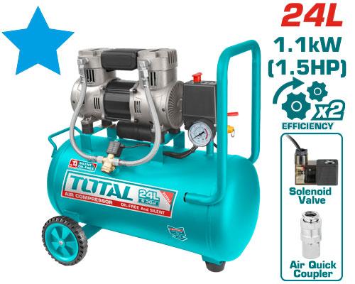 Total Silent Air Compressor (24L) (1.5HP) – Ref: tcs1110242---total-silent-air-compressor-24l-15hp