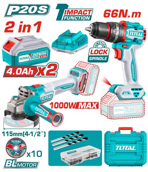 Total Cordless Combination Kit (Drill and Grinder) – Ref: tckli20273---total-cordless-combination-kit-drill-and-grinder