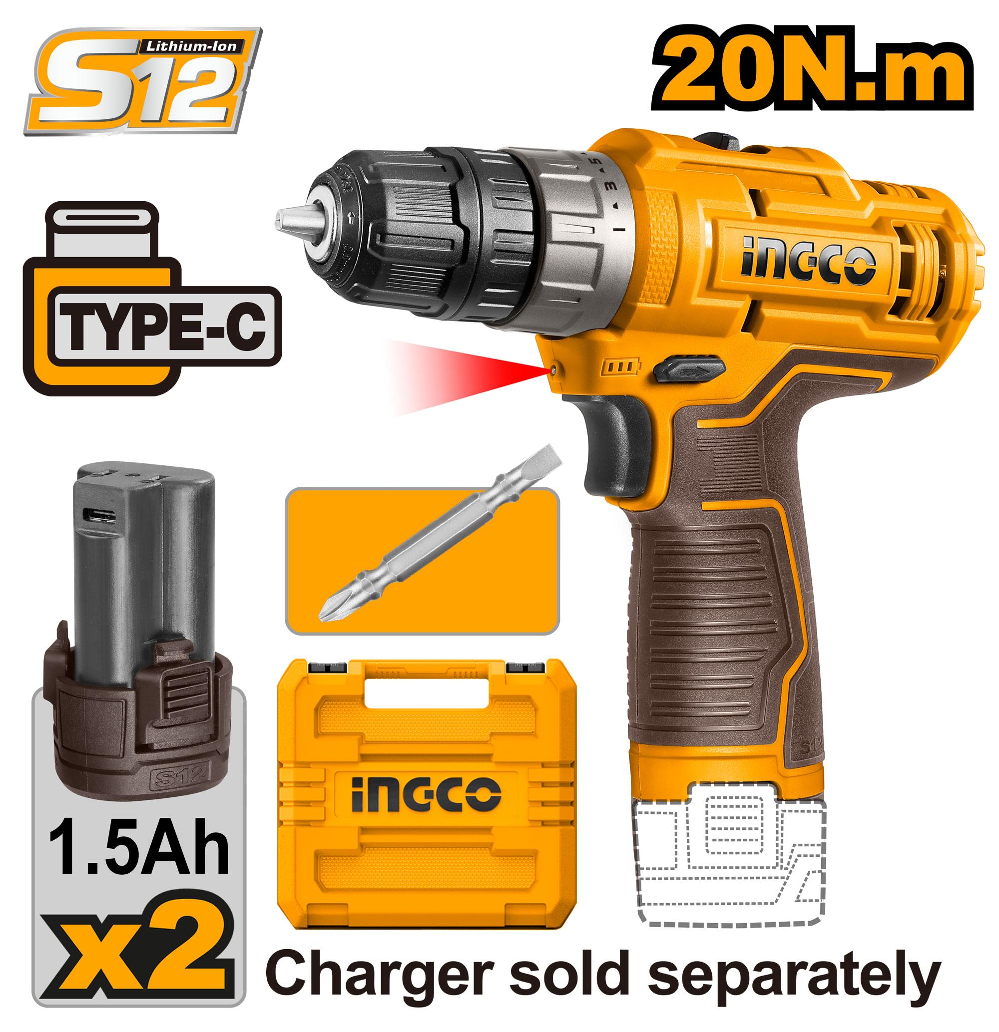 Ingco 12V Cordless Drill – Ref: cdli12202---ingco-12v-cordless-drill