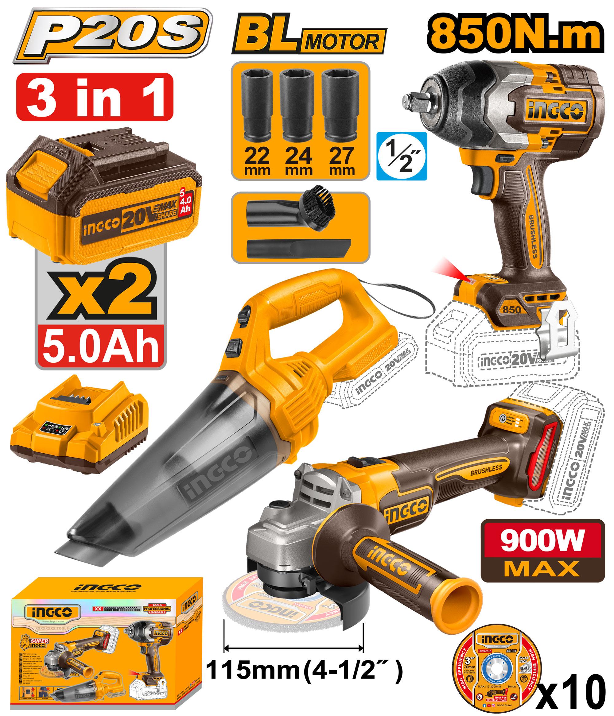 Ingco Cordless Impact Wrench Combo Kit – Ref: cosli240789---ingco-cordless-impact-wrench-combo-kit
