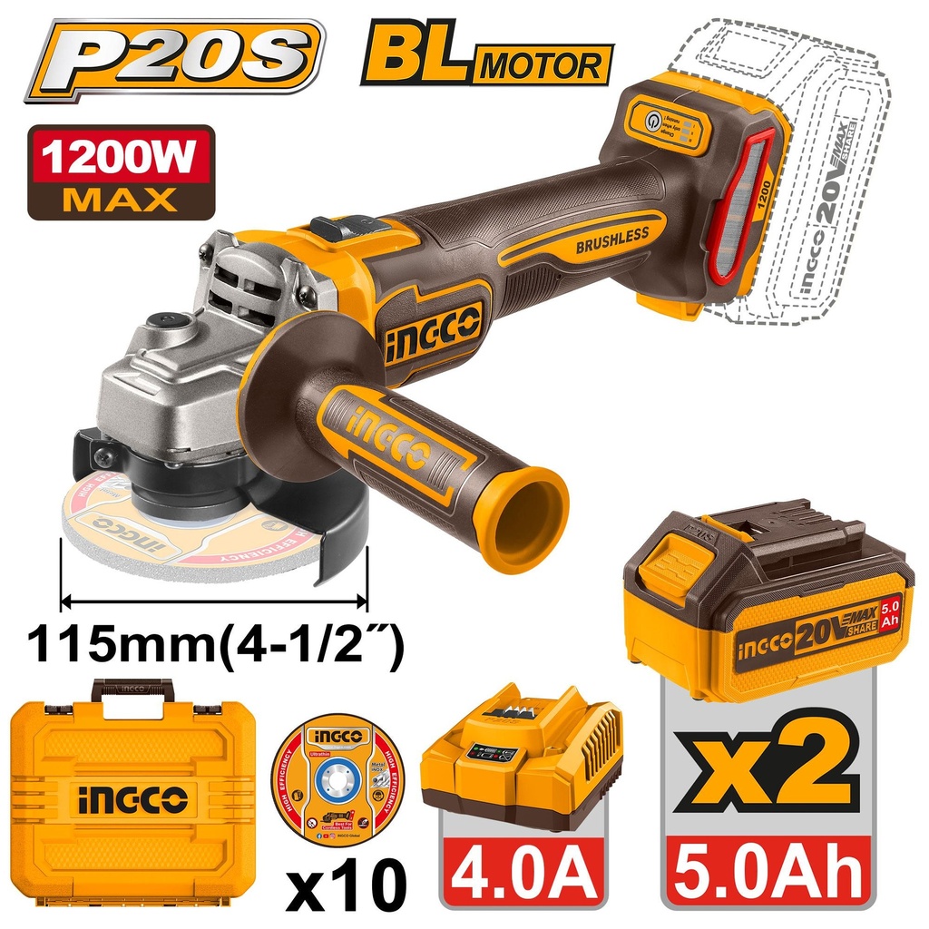 Ingco 20V Cordless Angle Grinder – Ref: cagli2211532---ingco-20v-cordless-angle-grinder