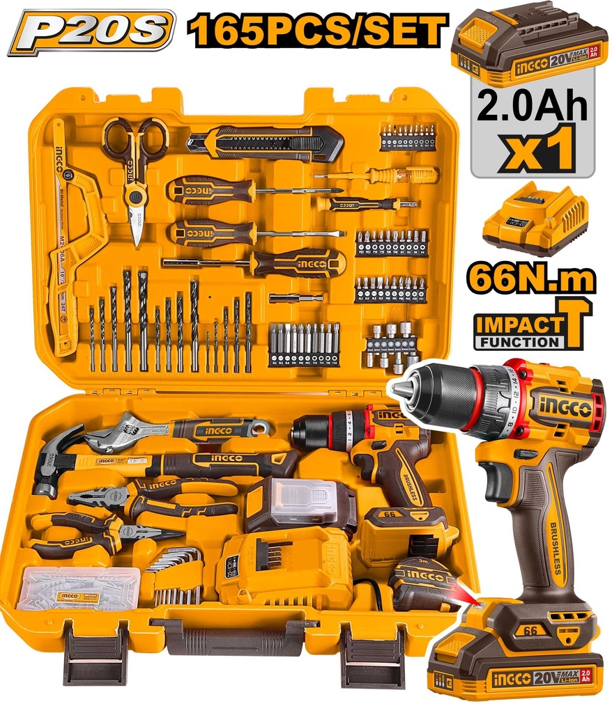 Ingco 20V Cordless Impact Drill Tool Set – Ref: hkthp11651---ingco-20v-cordless-impact-drill-tool-set