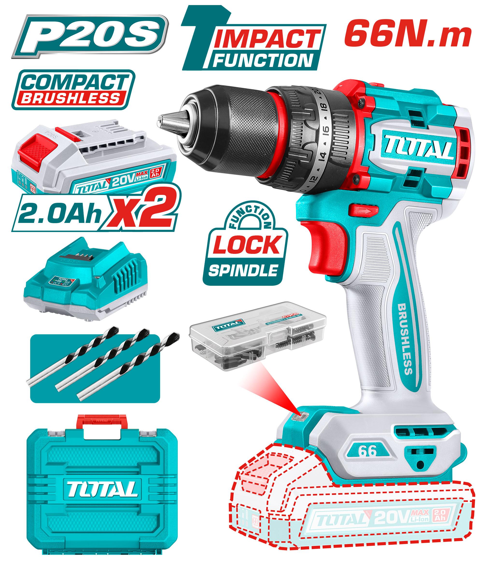 Total Compact Brushless Cordless Impact Drill (66Nm) – Ref: tidli20668---total-compact-brushless-cordless-impact-drill-66nm