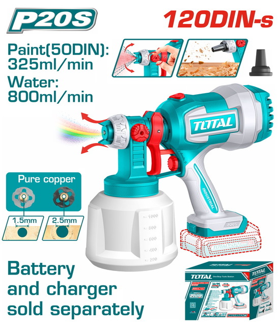 Total 20v Cordless Spray Gun – Ref: tsgli20042---total-20v-cordless-spray-gun