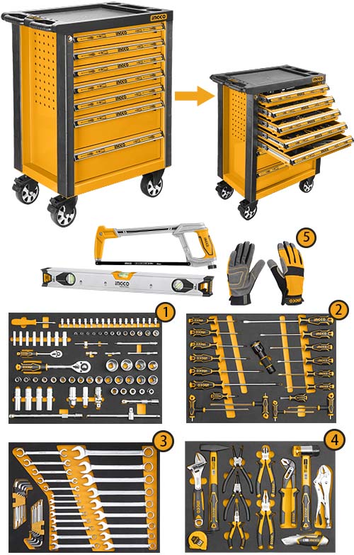 Ingco 162 Pcs Tool Chest – Ref: htcs271621---ingco-162-pcs-tool-chest