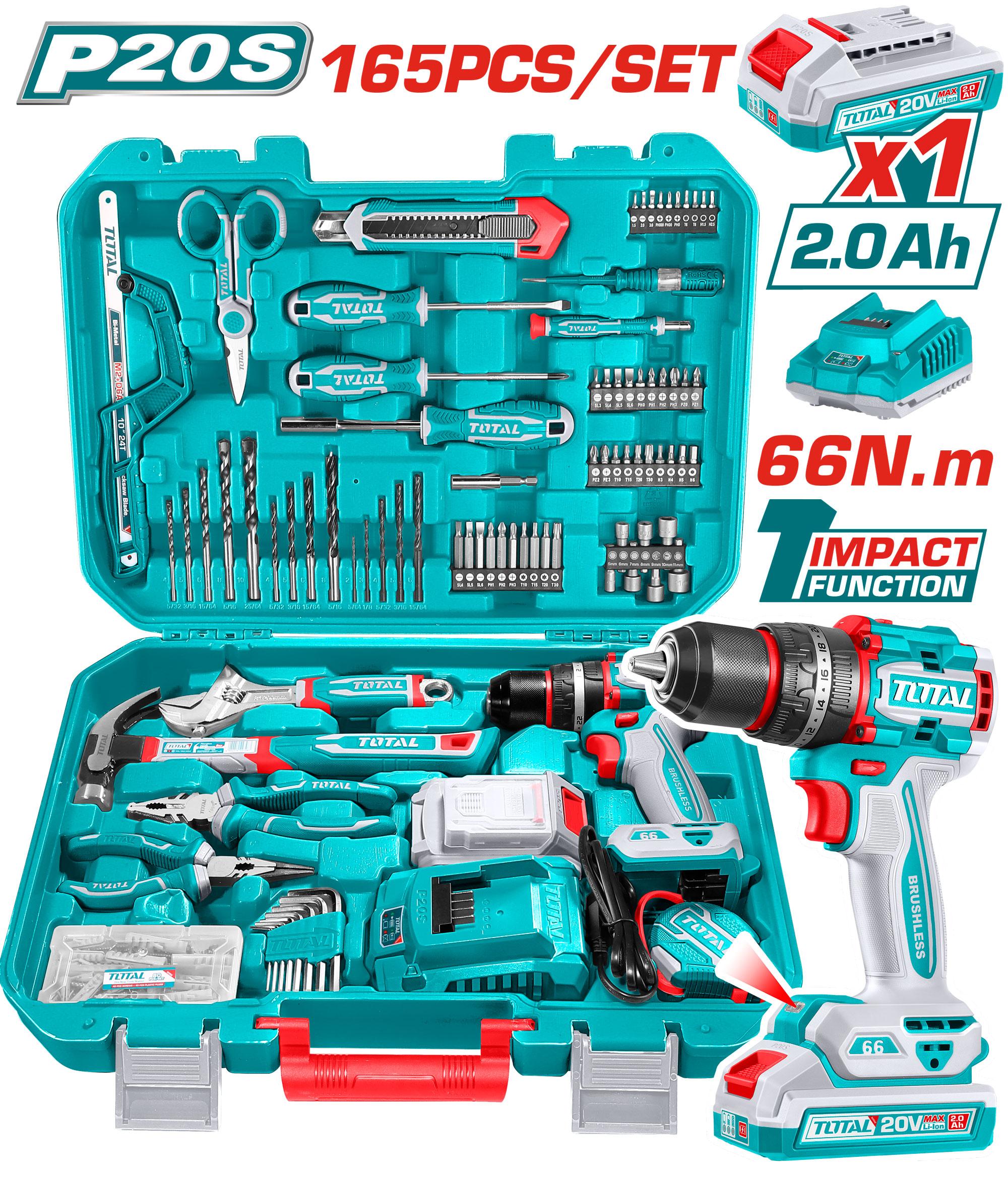 Total 20V Cordless Impact Drill Tool Set – Ref: thkthp11652---total-20v-cordless-impact-drill-tool-set